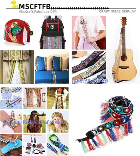 Miniatura 5 de MSCFTFB Diseños étnicos - Cinta jacquard tejida con flecos para accesorios de ropa, correas de adorno, cinturones, collares, manualidades, ancho