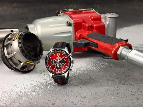 Miniatura 4 de Ferrari Pilota - Reloj de cuarzo de acero inoxidable con correa de silicona color negro 22 modelo 0830595
