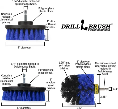 Miniatura 6 de Kit de limpieza de Drill Brush, cepillos con conector para taladro, ideal para limpieza de alfombras, baños, limpieza de lechadas y limpieza de Azul