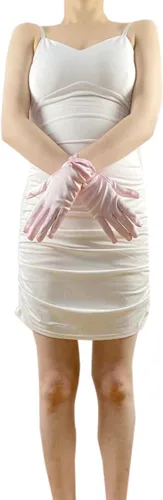 Miniatura 31 de Vestido de novia de satén para mujer, fiesta de ópera, guantes de los años 20, guantes hasta la muñeca