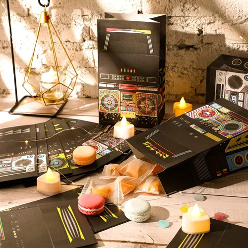 Miniatura 4 de Nezyo 24 bolsas de recuerdo de fiesta de los años 80 y 90 novedades, caja de regalo, golosinas, papel de caramelo, decoración de radio retro