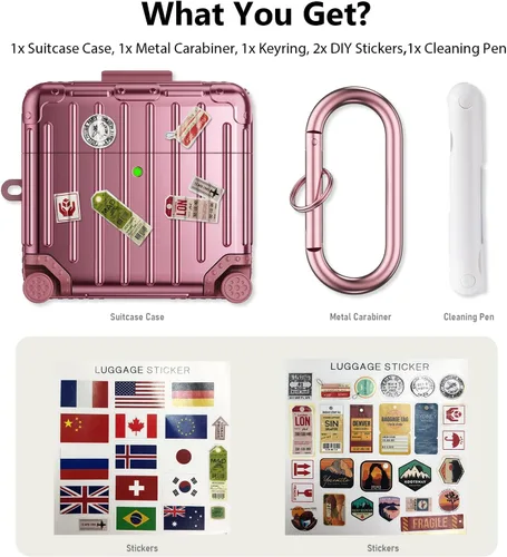 Miniatura 6 de Filoto Funda compatible con Airpods 4, bonito diseño de maleta de moda para Airpods de 4ª generación, funda rígida protectora a prueba de golpes