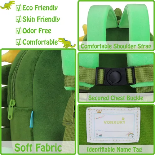 Miniatura 4 de VX VONXURY Mochila para niños pequeños, bonita mochila preescolar de felpa con correa de regalo para niños pequeños y niñas con correa para el pecho
