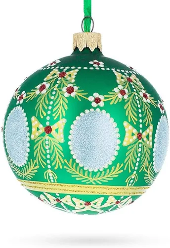 Miniatura 5 de 1908 Alexander Palace Royal Egg Bola de cristal verde adorno de Navidad 3.25 pulgadas