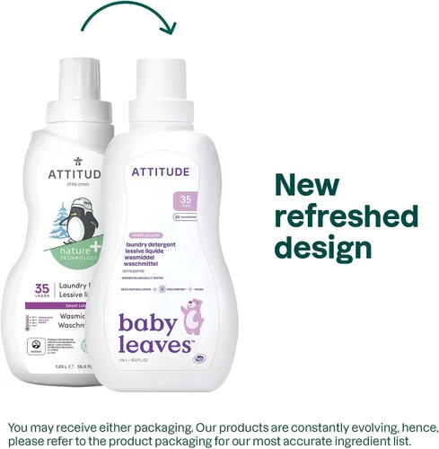 Miniatura 2 de ATTITUDE Detergente para la ropa de bebé, Verificado por EWG, Fórmula a base de plantas y minerales, Compatible con lavadoras de alta eficiencia