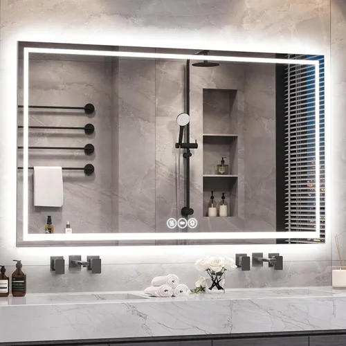 Miniatura 10 de Espejo de baño LED de 24 x 32 pulgadas, espejo de baño antivaho con luces, espejos de tocador iluminados montados en la pared, regulable