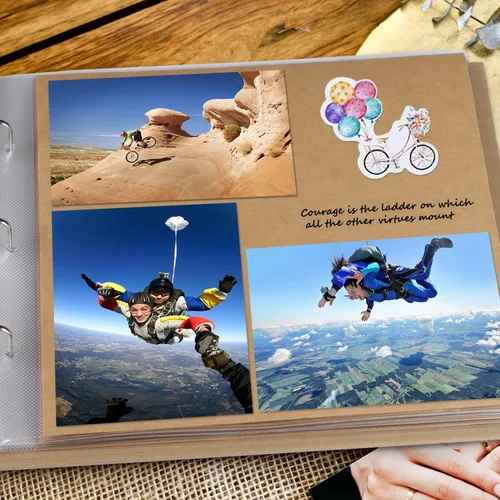 Miniatura 6 de 1DOT2 Álbum de fotos de scrapbook DIY grande de 12 x 12 pulgadas con 3 anillos, diario con 30 fundas de plástico, 60 páginas y cubierta de papel