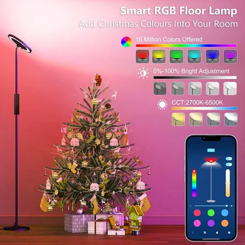 Miniatura 4 de Keepsmile Lámpara de pie de iluminación doble cara LED con aplicación inteligente 36W/2600LM lámpara de pie alta brillante RGB lámpara de pie