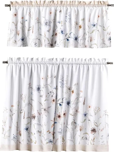Miniatura 46 de Maison d' Hermine Juego de cortinas de cocina para ventanas, juego de cortinas de cocina 100% algodón, cenefas para el hogar [2 niveles