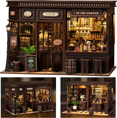 Miniatura 13 de ISSEVE Kit de Rincón de Libros, Rompecabezas de Madera 3D DIY Casa de Muñecas Booknook para Adultos, Kit de Casa en Miniatura Diminuta Decoración