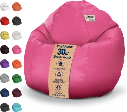 Puf grande de vinilo marino, tumbona impermeable para barcos y piscinas, con cuentas de poliestireno y silla rellena de espuma CertiPUR para adultos