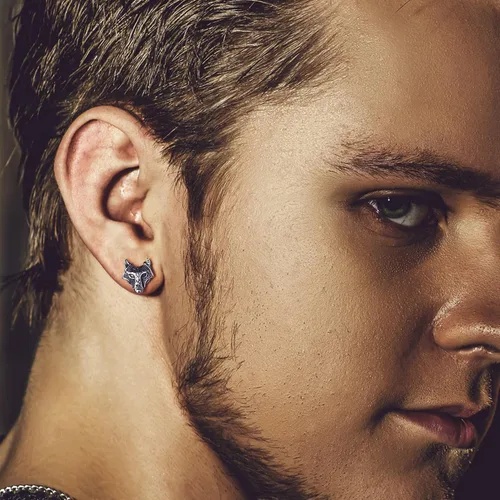 Miniatura 3 de Bandmax Aretes vikingos para mujeres y hombres, aretes de acero inoxidable, nudo celta vikingo, cruz celta, calavera de cuervo, amuleto