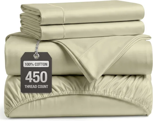 Miniatura 50 de LANE LINEN - Sábanas tamaño Split King para cama ajustable, 450 hilos, 100% algodón, 2 sábanas bajeras individuales XL, con bolsillo profundo