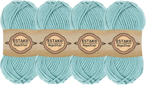 Miniatura 33 de Estako Megastar, 3.52 Oz (100g) de hilo de acrílico 75% y lana 25%, suave, peso grueso voluminoso #5 para crochet y tejer 120 yardas (110m)