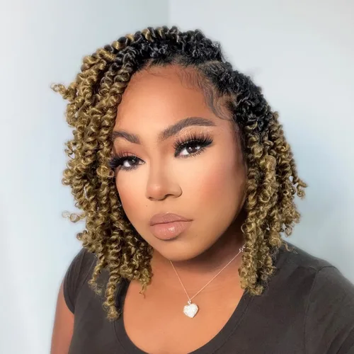 Miniatura 13 de TOYOTRESS Tiana Passion Twist Hair - Cabello Passion Twist de 16 pulgadas, trenzas pretrenzadas de ganchillo negro natural, extensiones de cabello 1b