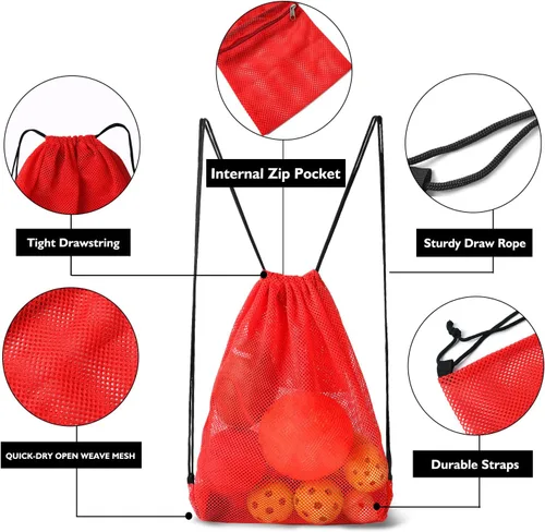 Miniatura 64 de GSE Games & Sports Expert Bolsa de malla con cordón para béisbol, pelotas de pickleball, pelotas de golf, gimnasio, equipo de natación, lavandería
