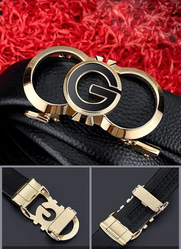 Miniatura 3 de Leather ratchet Belts for Men Automatic Buckle Casual Work Dress Belt with Gift Box