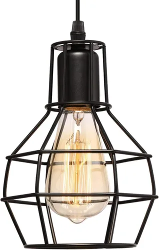 Lámpara colgante industrial, lámpara colgante rústica de granja, jaula de alambre de metal negro, lámpara colgante para isla de cocina, comedor,