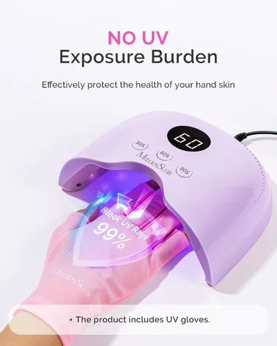 Miniatura 2 de MelodySusie Lámpara de uñas LED compacta con guantes UV, secadora de uñas P-PLUS30A con sensor inteligente que cura todos los geles, especialmente