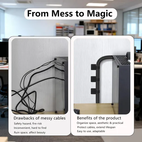 Miniatura 2 de Gestión de cables de escritorio, organizadores de cables para cordones - Actualización 48 PCS bridas de cable autoadhesivas negras con respaldo