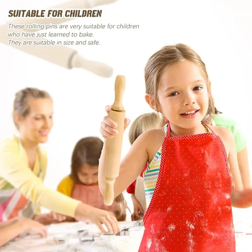 Miniatura 3 de Paquete de 6 mini rodillos de madera de 8 pulgadas, ideal para niños, niñas y niños, pequeños rodillos de madera para arte y manualidades, hornear