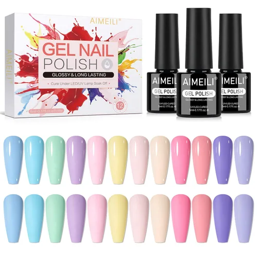 Miniatura 19 de AIMEILI Juego de esmaltes de uñas de gel nude – 12 colores sin hema, gelatina neutra, rosa, blanco lechoso, efecto transparente, manicura