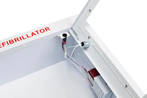 Miniatura 3 de Armario AED semiempotrado, alarmado, grande. Se adapta a todos los desfibriladores en el mercado. Mide 16 pulgadas de alto x 17 pulgadas de largo x