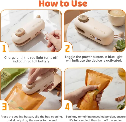 Miniatura 4 de Mini sellador de bolsas recargable 2 en 1 con imán, selladores térmicos para aperitivos de chips, máquina de sellado portátil para cocina Z1