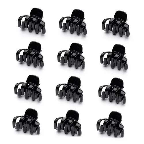 Miniatura 10 de Cobahom 24 pinzas pequeñas de plástico para cabello fino, accesorios de peinado antideslizantes para mujeres y niñas (negro, peinado)