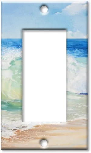 Miniatura 7 de Art Plates - Placa de interruptor de palanca doble - Placa decorativa de pared de metal con interruptor de luz de 2 cuadrillas - Pintura de playa