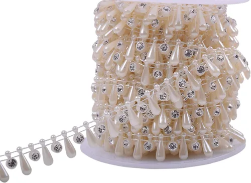 Miniatura 6 de KAOYOO - Cadena con cuentas en forma de flor y diamantes de imitación de 9 metros (10 yardas) para bodas, decoración, bricolaje..