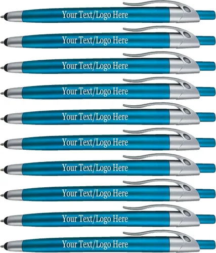Miniatura 6 de Paquete de 300 bolígrafos personalizados con logotipo o texto, para marketing, fiestas y eventos, lápiz capacitivo 2 en 1 y bolígrafo compatible