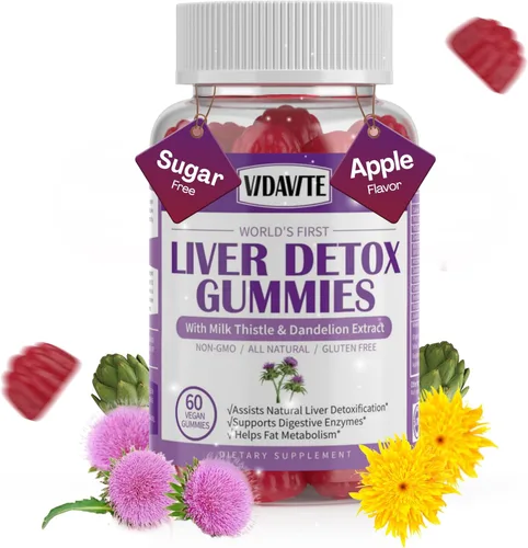 VIDAVITE Liver Cleanse - Gomitas de desintoxicación y reparación, sin azúcar, fabricadas en Estados Unidos, suplemento de cardo mariano de 1500 mg