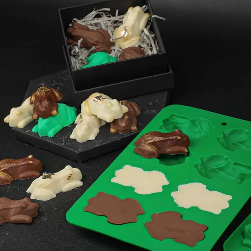 Miniatura 7 de Webake Molde de caramelo de rana de chocolate, paquete de 2 moldes de silicona para gelatina de rana de Pascua, bombas de grasa keto, crayones
