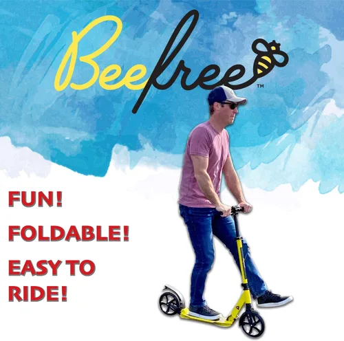 Miniatura 3 de Bee Free Patinete para niños, adolescentes y adultos, manubrio ajustable, construcción plegable, freno de pie trasero, suspensión antigolpes