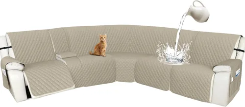 Miniatura 69 de Arfntevss Fundas de sofá modular reclinable, 100% impermeable, en forma de L, para sillón reclinable en forma de L, funda seccional lavable