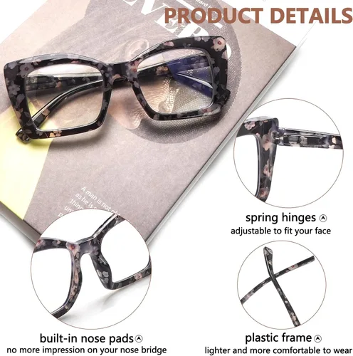 Miniatura 5 de Paquete de 4 lentes de lectura multifocales progresivos para mujeres, estilo Oprah, bloqueo de luz azul, lectores de computadora