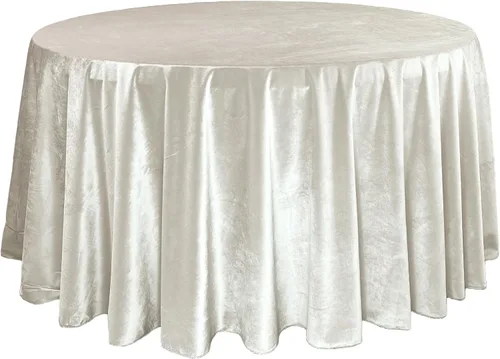Miniatura 8 de YOUR CHAIR COVERS - Mantel redondo de terciopelo de 132 pulgadas - Mantel de lino azul polvoriento para mesas redondas estándar Azul empolvado