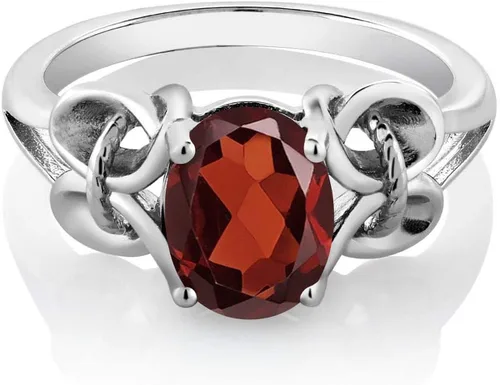 Miniatura 31 de Gem Stone King Anillo de compromiso ovalado con piedra natal para mujer, plata de ley 925, ovalado de 0.354 x 0.276 in, anillo de compromiso