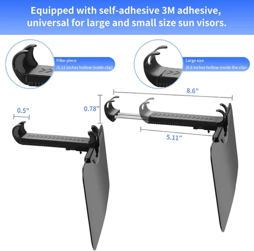 Miniatura 9 de Extensor de visera solar para automóvil, extensión polarizada antirreflejo, bloqueador solar plegable de 180°, protección UV400, ajuste universal