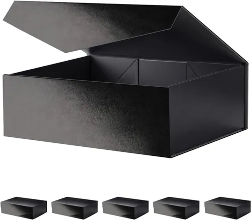 Miniatura 20 de Caja de regalo negra con ventana, caja de regalo magnética transparente para regalo, caja de propuesta de padrino de boda (10.5 x 7.5 x 3 pulgadas)