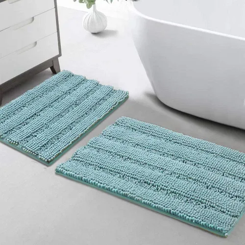 Miniatura 60 de Turquoize Alfombras de Baño de Chenilla Peludas Alfombra de Baño Antideslizante Gruesas Alfombras Peludas para Baño Chenilla Juego de Alfombra