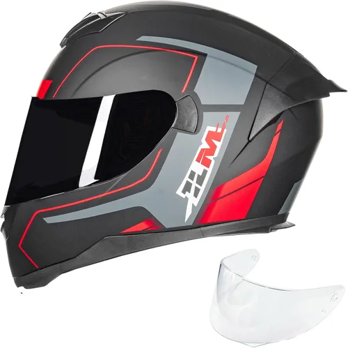 Miniatura 8 de ILM Casco de Motocicleta de Cara Completa para Motocross y Street Bike Certificado DOT 2 Viseras Modelo-317 (Negro Brillante, S)