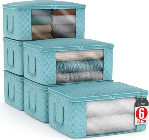 Miniatura 9 de Sorbus Bolsas de Almacenamiento de Ropa Medianas – Contenedores de Almacenamiento de Mantas Plegables para Organizar Dormitorio, Armario, Ropa, Beige
