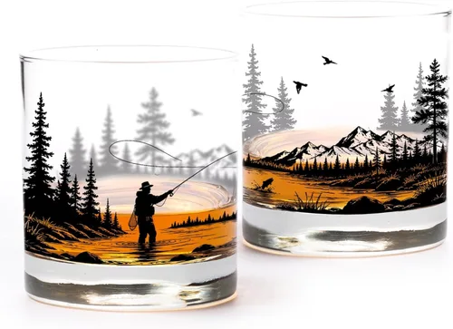 Miniatura 11 de Juego de vasos de whisky Black Lantern Buffalo Landscape de 2 vasos de 11oz con base pesada para bourbon, whisky y cócteles Regalo