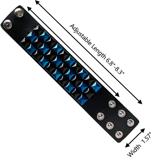 Miniatura 2 de Pulsera de cuero con remaches de pirámide de 3 hileras, pulsera de joyería punk de cuero