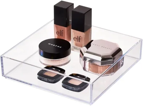 Organizador Clarity de InterDesign para tocador, adecuado para cosméticos y productos de belleza, 8 x 12 x 2 pulgadas, transparente