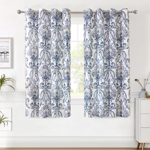 Miniatura 2 de H.VERSAILTEX - Cortinas florales para dormitorio de 63 pulgadas de largo, juego de 2 paneles, estilo de campo, cortinas semitransparentes para sala