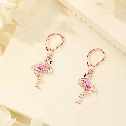 Miniatura 21 de Aretes colgantes de plata de ley con diseño de árbol de la vida, flor, abeja, animales, gato, colibrí, piedra lunar, turquesa, aretes con cierre