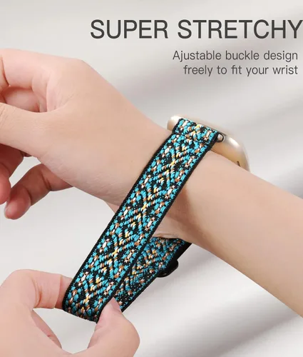Miniatura 4 de Adorve Bandas elásticas de nailon compatibles con Fitbit Versa 3/Versa 4/Sense/Sense 2 para hombres y mujeres, banda deportiva elástica ajustable